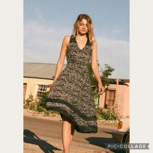 Anthropologie Ranna Gill Cynara Midi Dress in Black